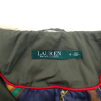 LAUREN RALPH LAUREN Hooded Quilted Jacket Coat L Khaki Polyester Scarf Pattern Lining