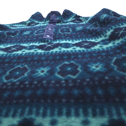 L.L.Bean 90年代 ハーフスナップ フリースジャケット L ネイビー スナップボタン 総柄 ノルディック