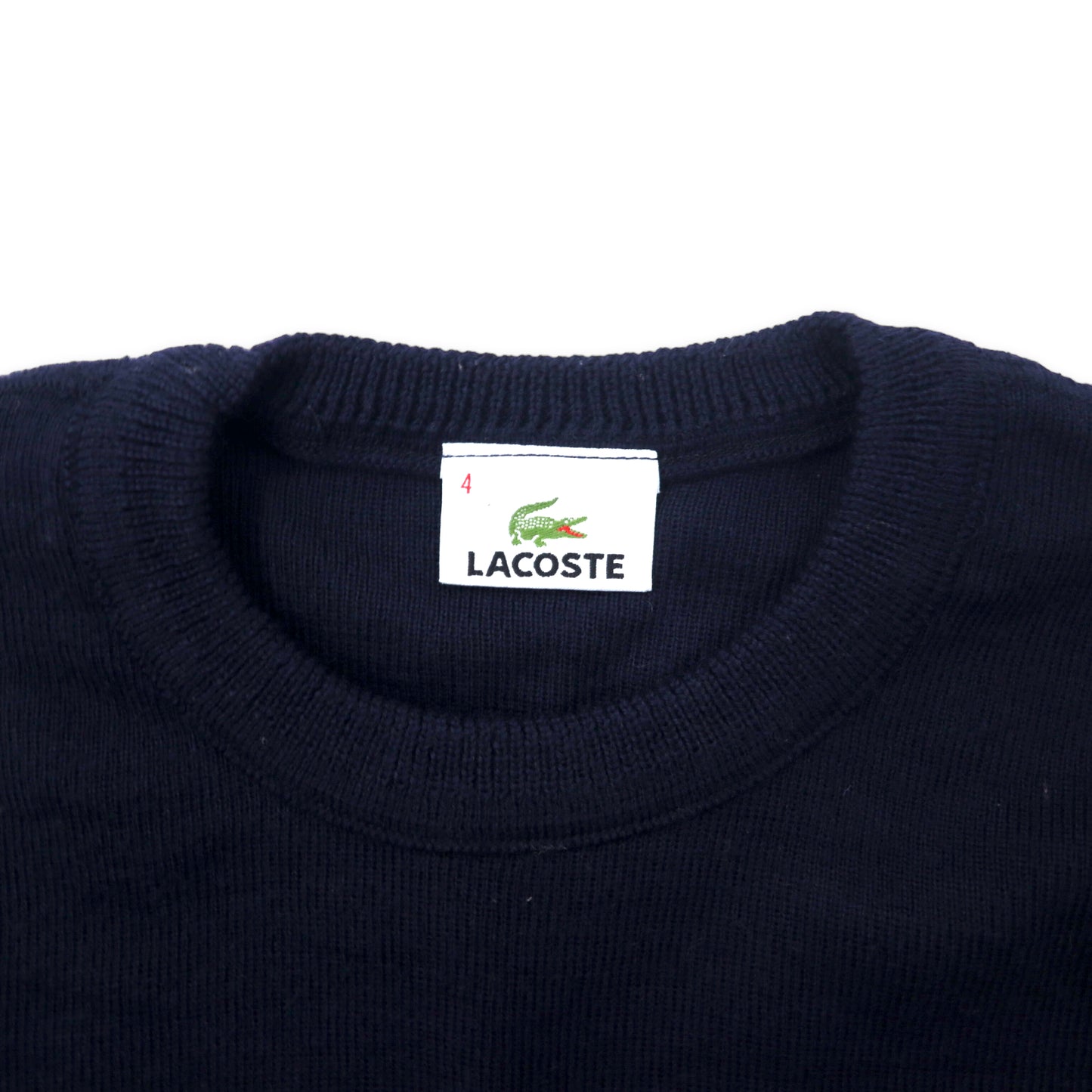 LACOSTE ハイゲージ ニット セーター 4 ネイビー ウール ワンポイントロゴ