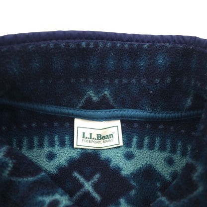 L.L.Bean 90年代 ハーフスナップ フリースジャケット L ネイビー スナップボタン 総柄 ノルディック