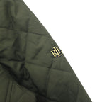 LAUREN RALPH LAUREN Hooded Quilted Jacket Coat L Khaki Polyester Scarf Pattern Lining