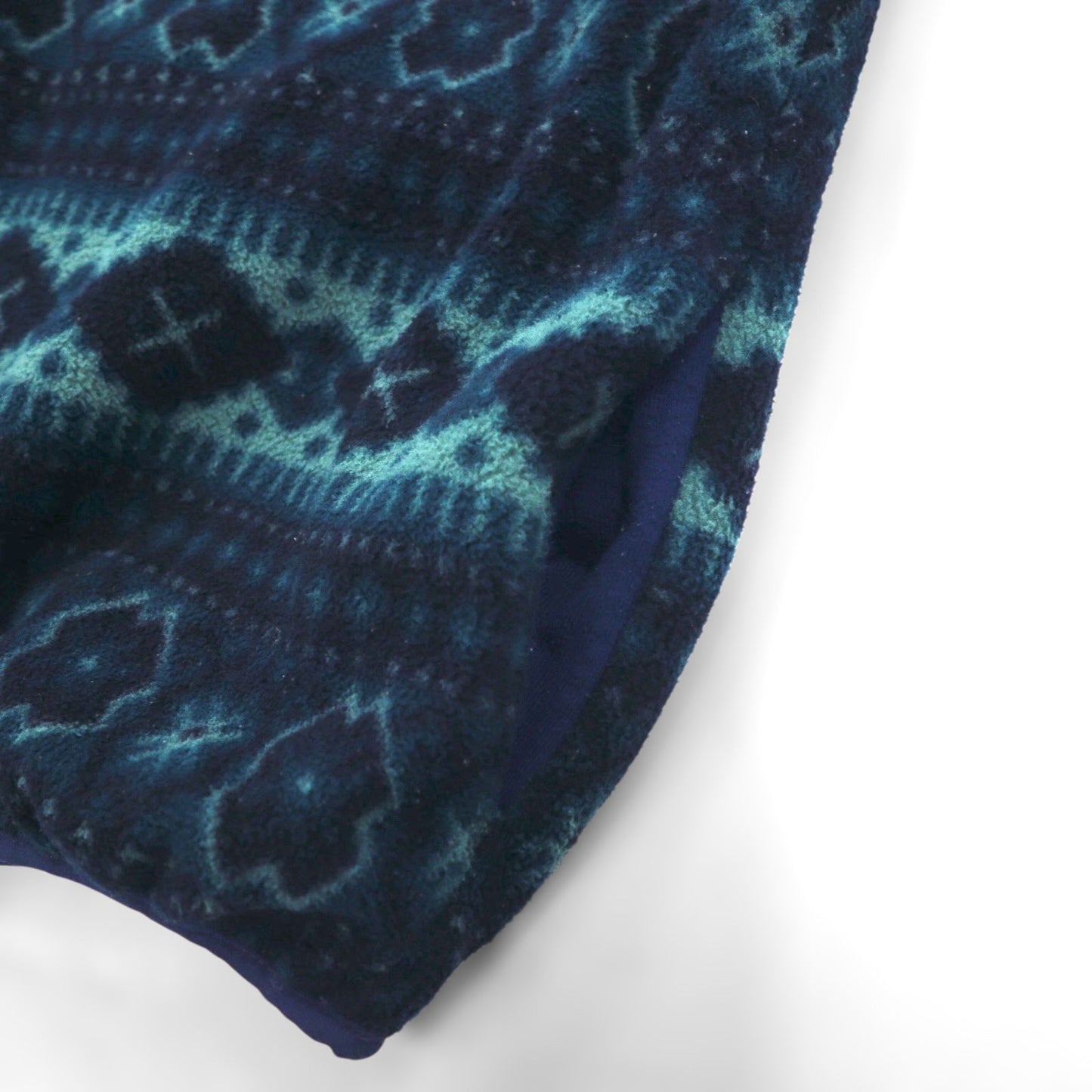 L.L.Bean 90年代 ハーフスナップ フリースジャケット L ネイビー スナップボタン 総柄 ノルディック