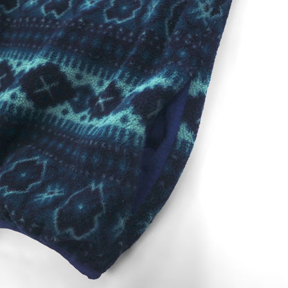 L.L.Bean 90年代 ハーフスナップ フリースジャケット L ネイビー スナップボタン 総柄 ノルディック