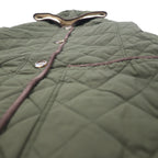 LAUREN RALPH LAUREN Hooded Quilted Jacket Coat L Khaki Polyester Scarf Pattern Lining