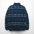 L.L.Bean 90年代 ハーフスナップ フリースジャケット L ネイビー スナップボタン 総柄 ノルディック