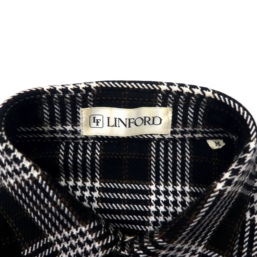 LINFORD Flannel Shirt, Medium, Black, Check, Wool and Silk Blend, Made in Japan