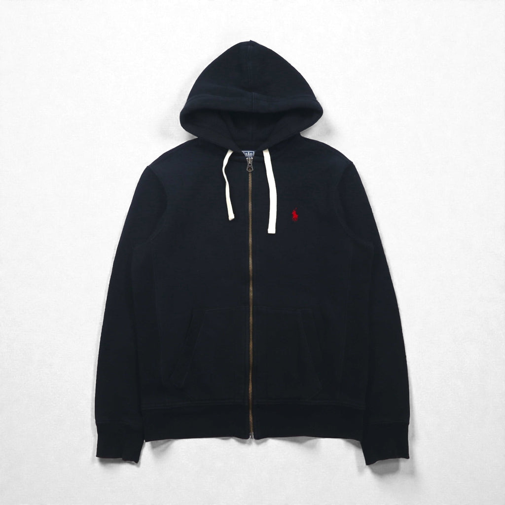 Polo Ralph Lauren 90s Reverse Weave Zip Hoodie, Size M, Black, Small Pony Embroidered Logo