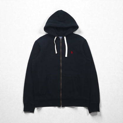 Polo Ralph Lauren 90年代 リバースウィーブ ジップパーカー M ブラック スモールポニー 刺繡 ロゴ