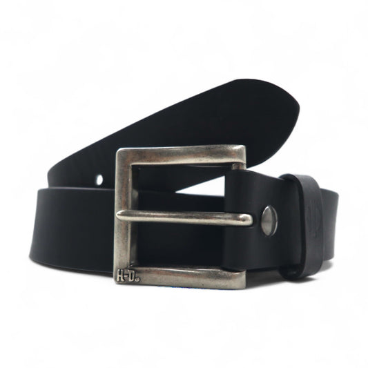 HARLEY DAVIDSON レザー ベルト 38 ブラック 牛革 シルバー メタル バックル 97806-18VM