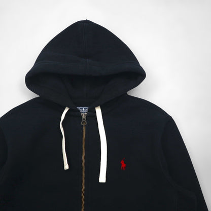 Polo Ralph Lauren 90年代 リバースウィーブ ジップパーカー M ブラック スモールポニー 刺繡 ロゴ