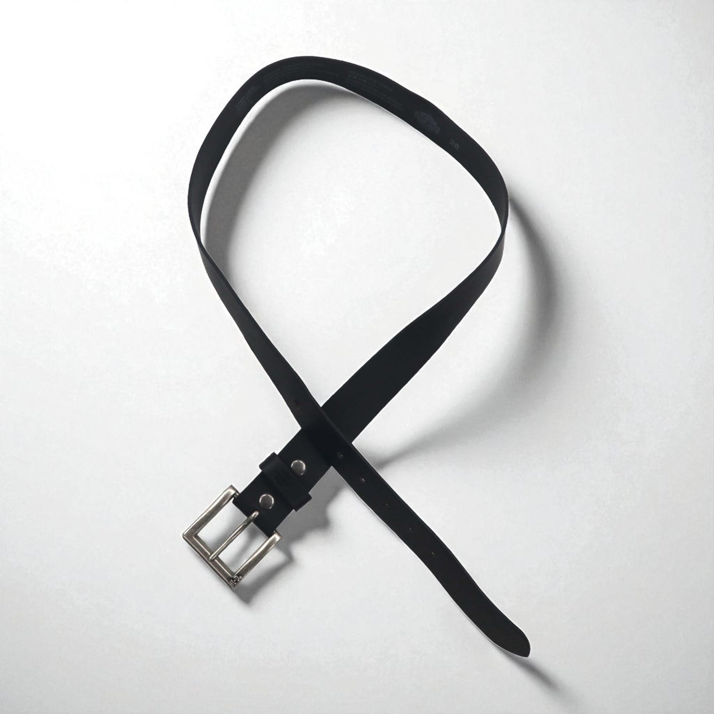 HARLEY DAVIDSON レザー ベルト 38 ブラック 牛革 シルバー メタル バックル 97806-18VM