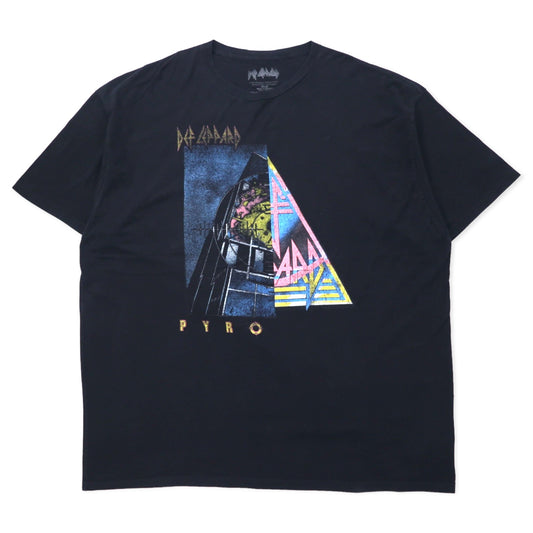 日本然リトテ-古着オンライン-DEF LEPPARD デフレパード バンドTシャツ 4XLB ブラック コットン PYROMANIA ドッキング ビッグサイズ メキシコ製-DEF LEPPARD Band T-Shirt 4XLB Black Cotton PYROMANIA Docking Big Size Mexico Made