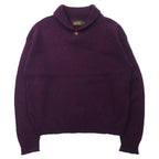 日本然リトテ-古着オンライン-Eddie Bauer USA製 90年代 ショールカラー ニット セーター XL パープル ウール 黒タグ ビッグサイズ-Eddie Bauer USA MADE 90s Show COLLAR Knit Sweater XL Purple Wool Black Tag Big Size
