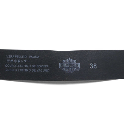 HARLEY DAVIDSON レザー ベルト 38 ブラック 牛革 シルバー メタル バックル 97806-18VM