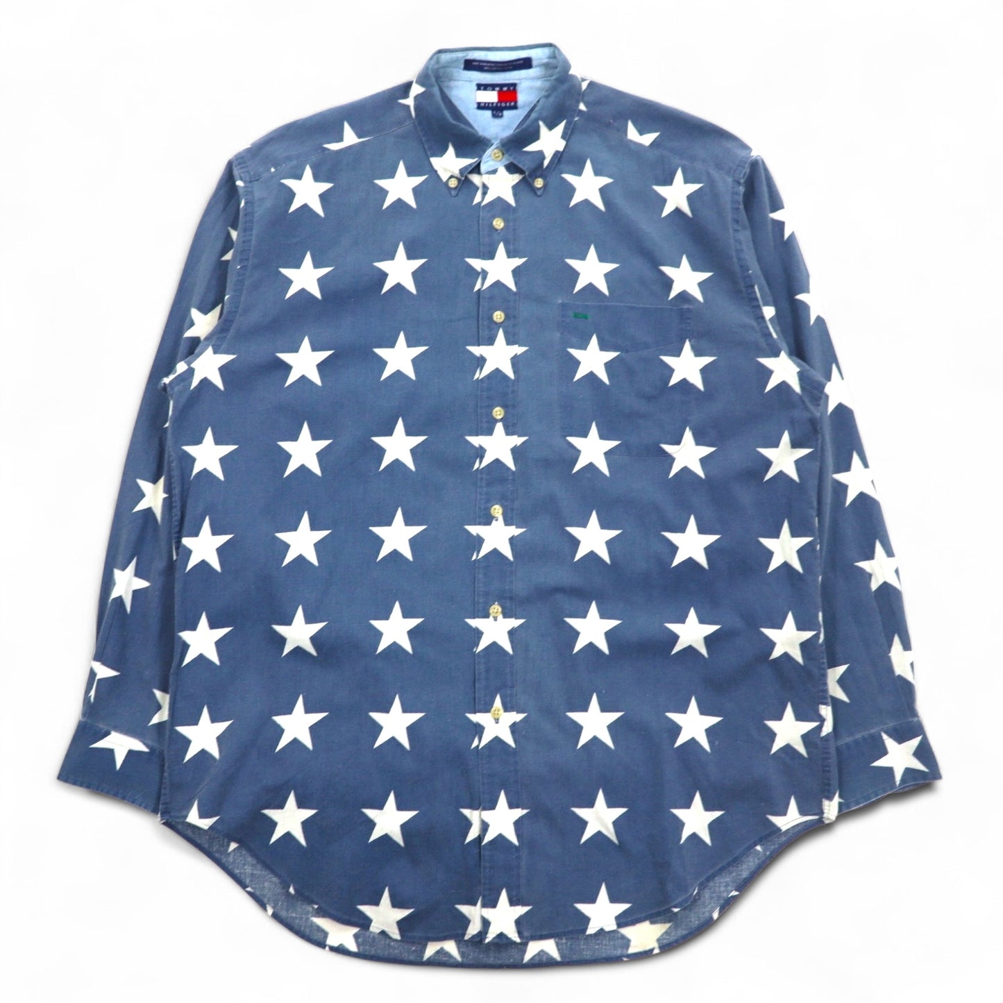 TOMMY HILFIGER 90年代 星柄 ボタンダウンシャツ L ネイビー コットン