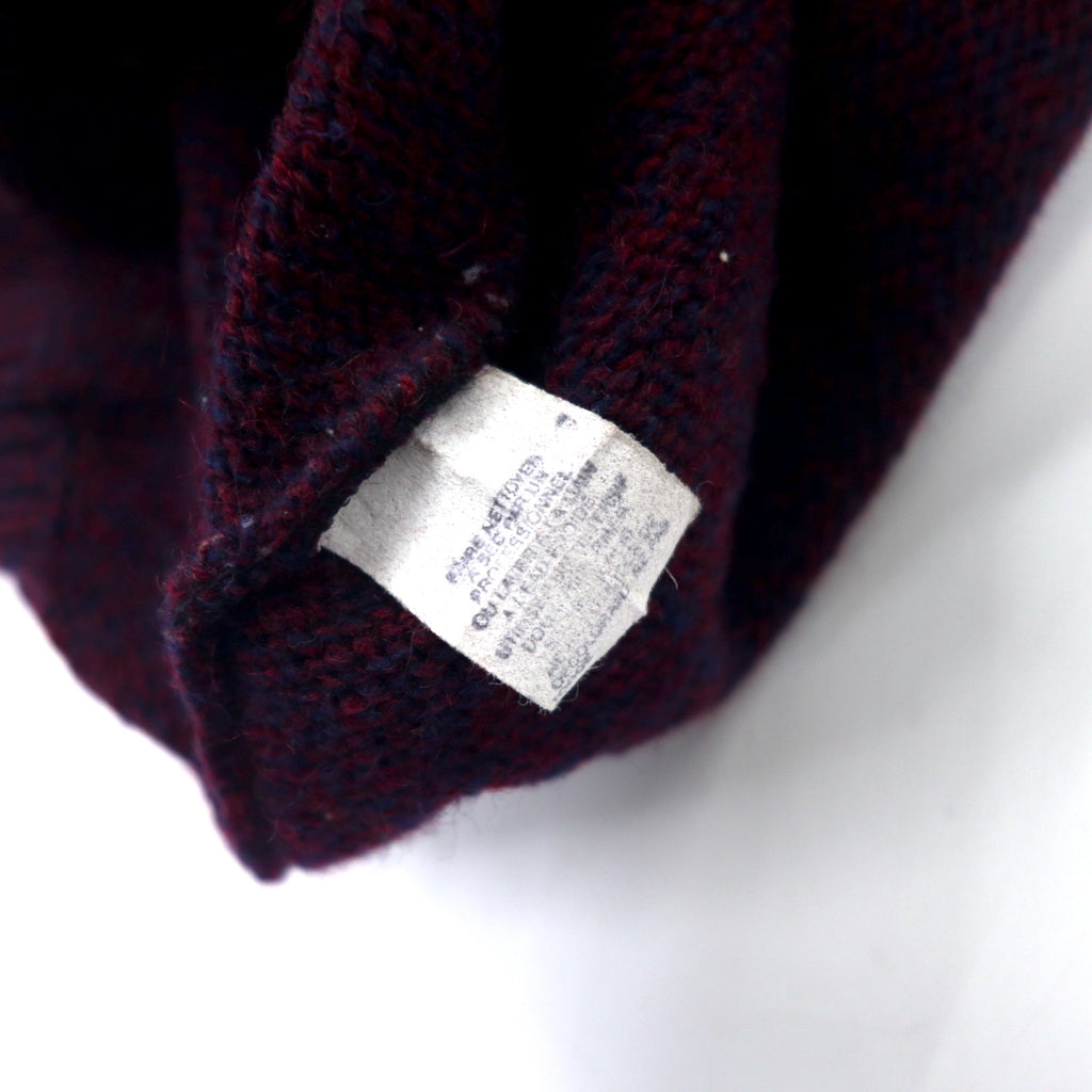 Eddie Bauer USA製 90年代 ショールカラー ニット セーター XL パープル ウール 黒タグ ビッグサイズ