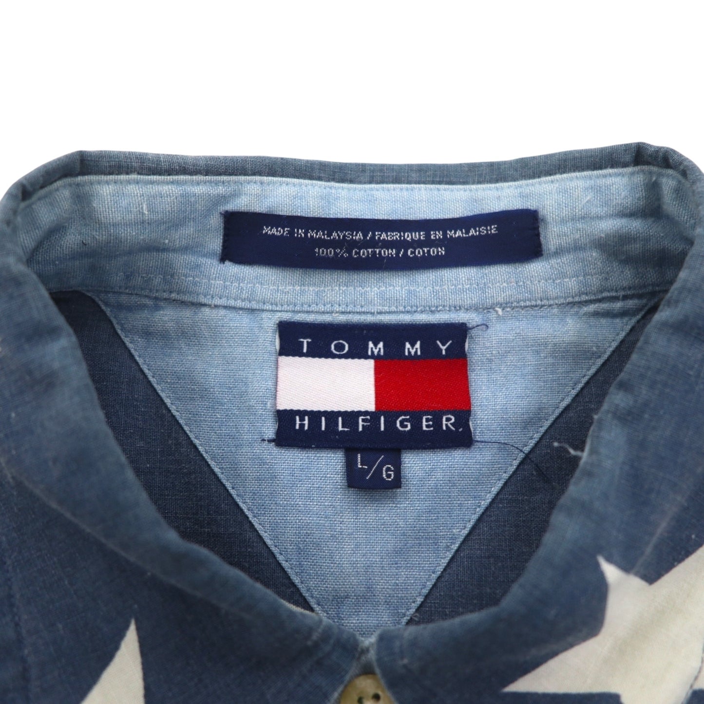 TOMMY HILFIGER 90年代 星柄 ボタンダウンシャツ L ネイビー コットン
