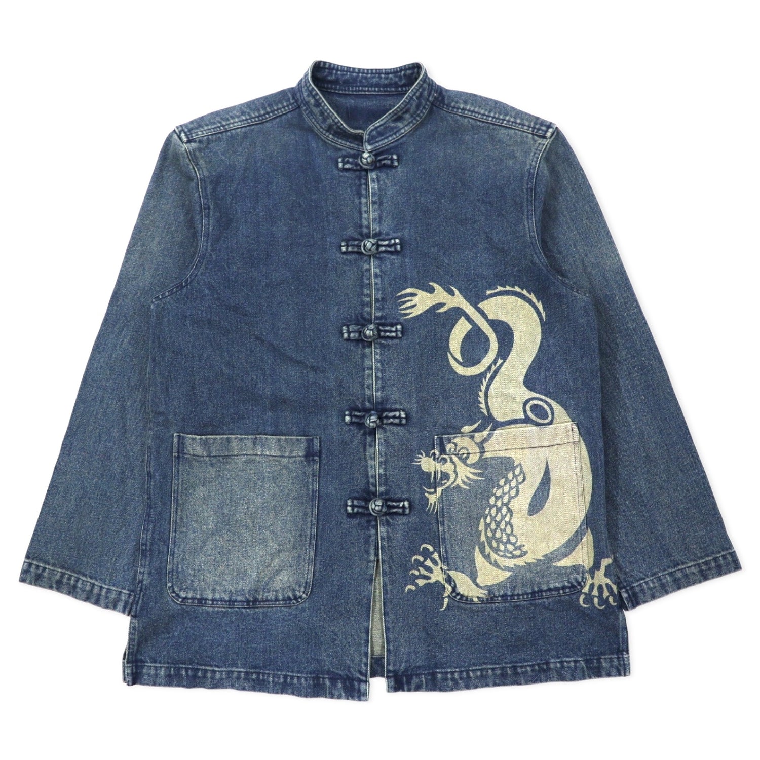 Italy Made 90's Denim China Jacket XL Blue Cotton Dragon Chiachic FASHION –  日本然リトテ