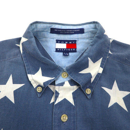 TOMMY HILFIGER 90年代 星柄 ボタンダウンシャツ L ネイビー コットン