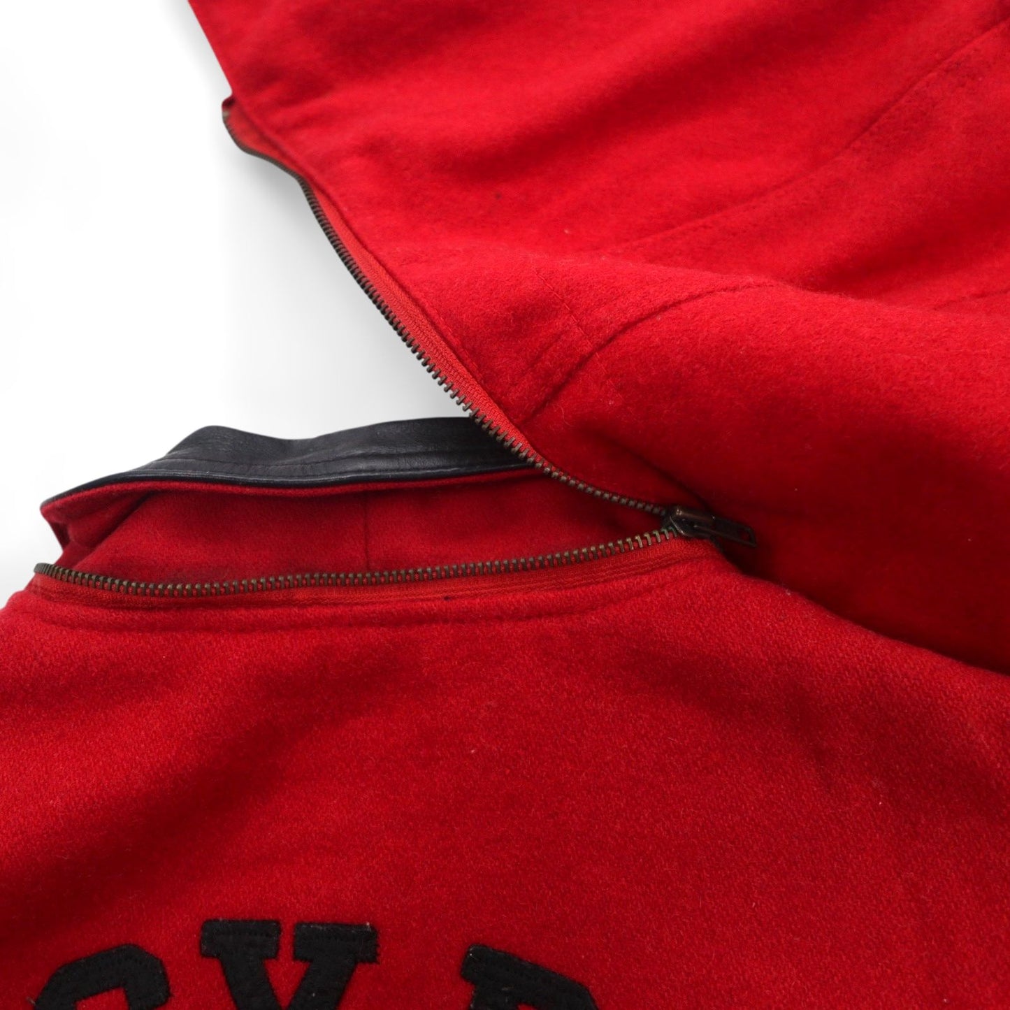 Vintage 80s Varsity Jacket FANCY BALL レザー切替 スタジャン L ウール フード着脱式 80年代