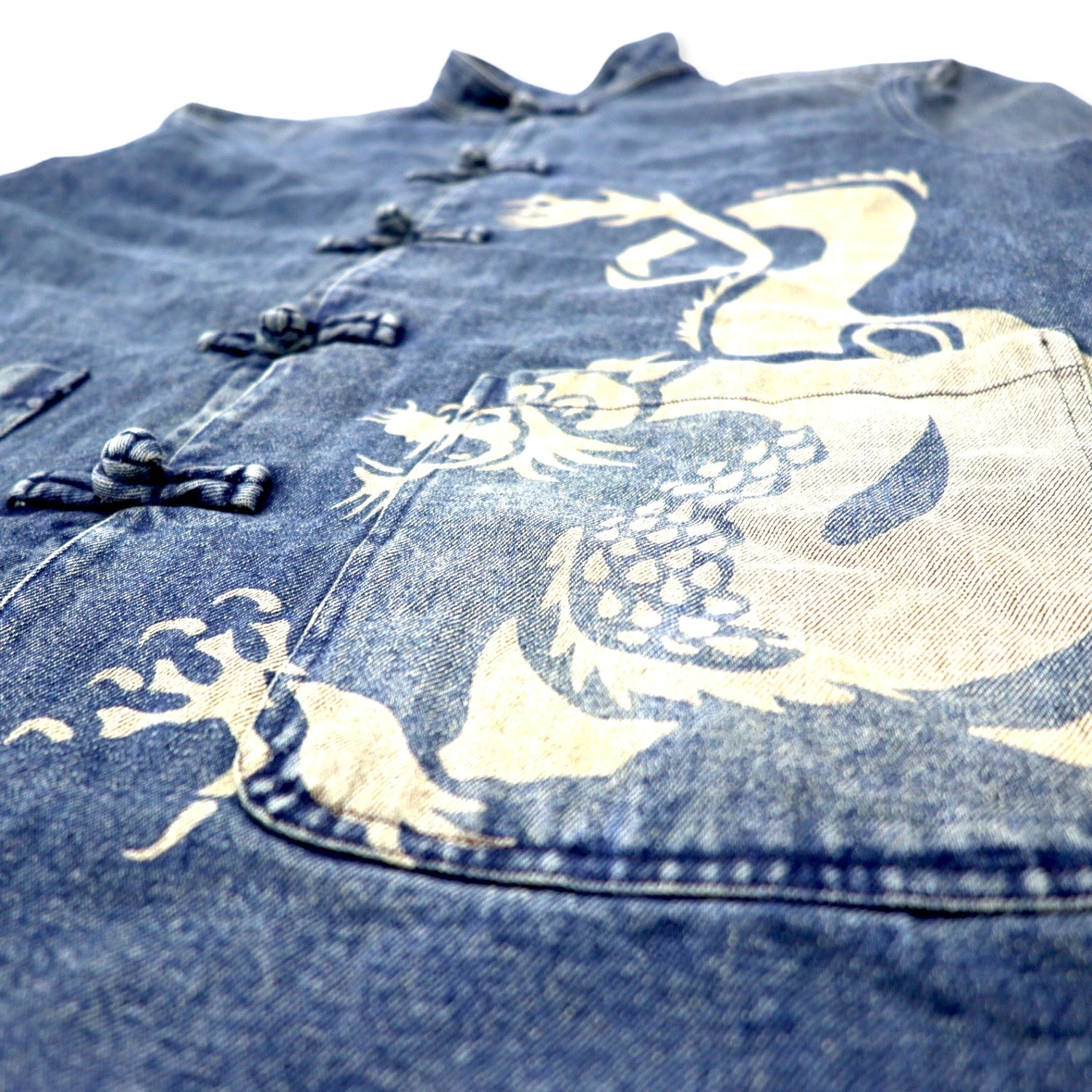 Italy Made 90's Denim China Jacket XL Blue Cotton Dragon Chiachic FASHION –  日本然リトテ