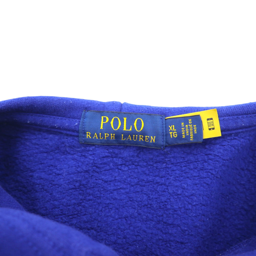 POLO RALPH LAUREN Logo Embroidered Pullover Hoodie XL Blue Cotton