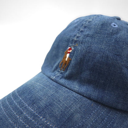 Polo Ralph Lauren デニム ベースボール キャップ ブルー コットン スモールポニー刺繡