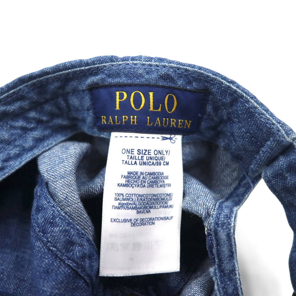 Polo Ralph Lauren デニム ベースボール キャップ ブルー コットン スモールポニー刺繡
