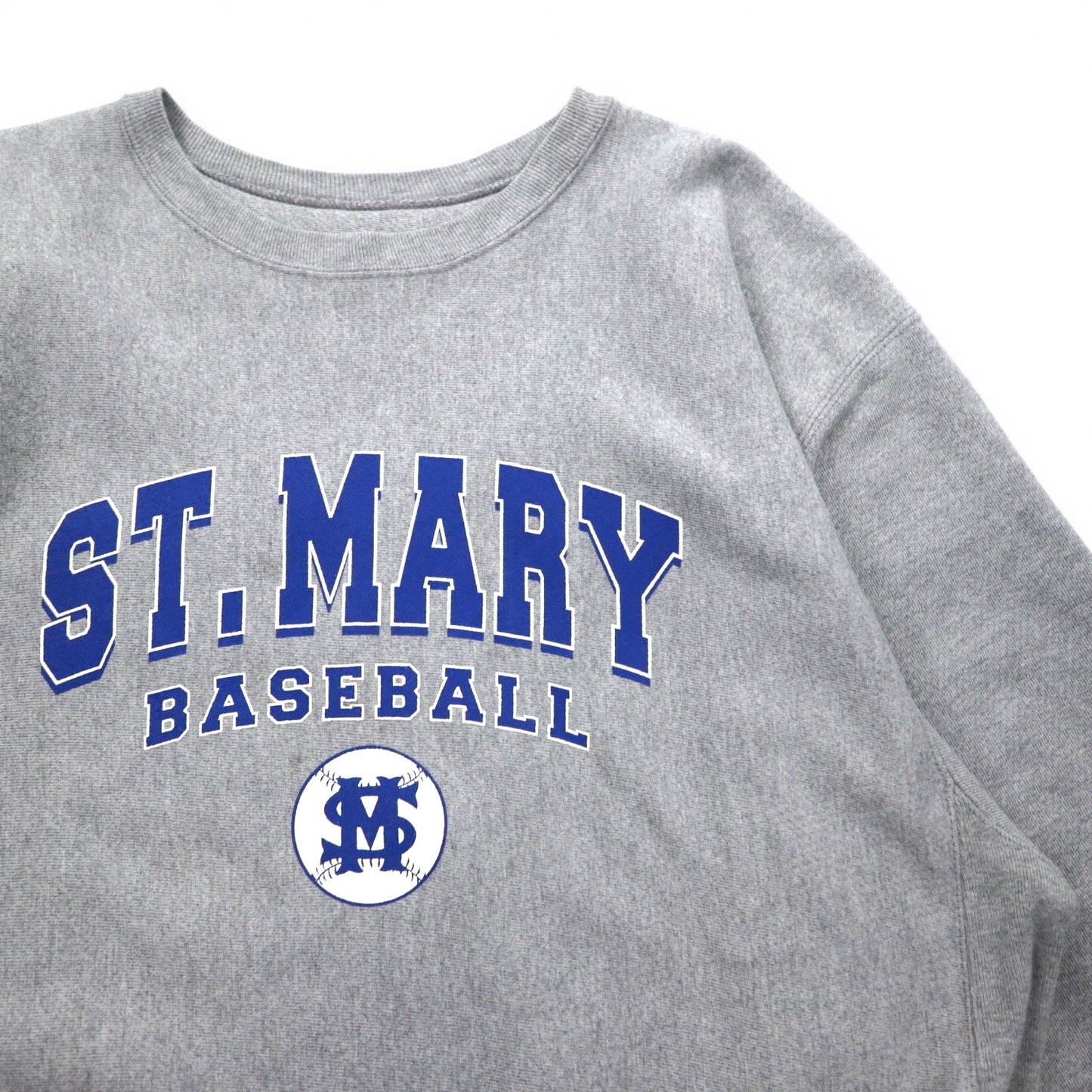 Champion プレミアム リバースウィーブ PREMIUM REVERSE WEAVE スウェット L グレー 裏起毛 カレッジプリント ST. MARY BASEBALL 3段プリント アーチロゴ エルサルバドル製