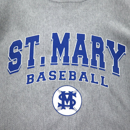 Champion プレミアム リバースウィーブ PREMIUM REVERSE WEAVE スウェット L グレー 裏起毛 カレッジプリント ST. MARY BASEBALL 3段プリント アーチロゴ エルサルバドル製
