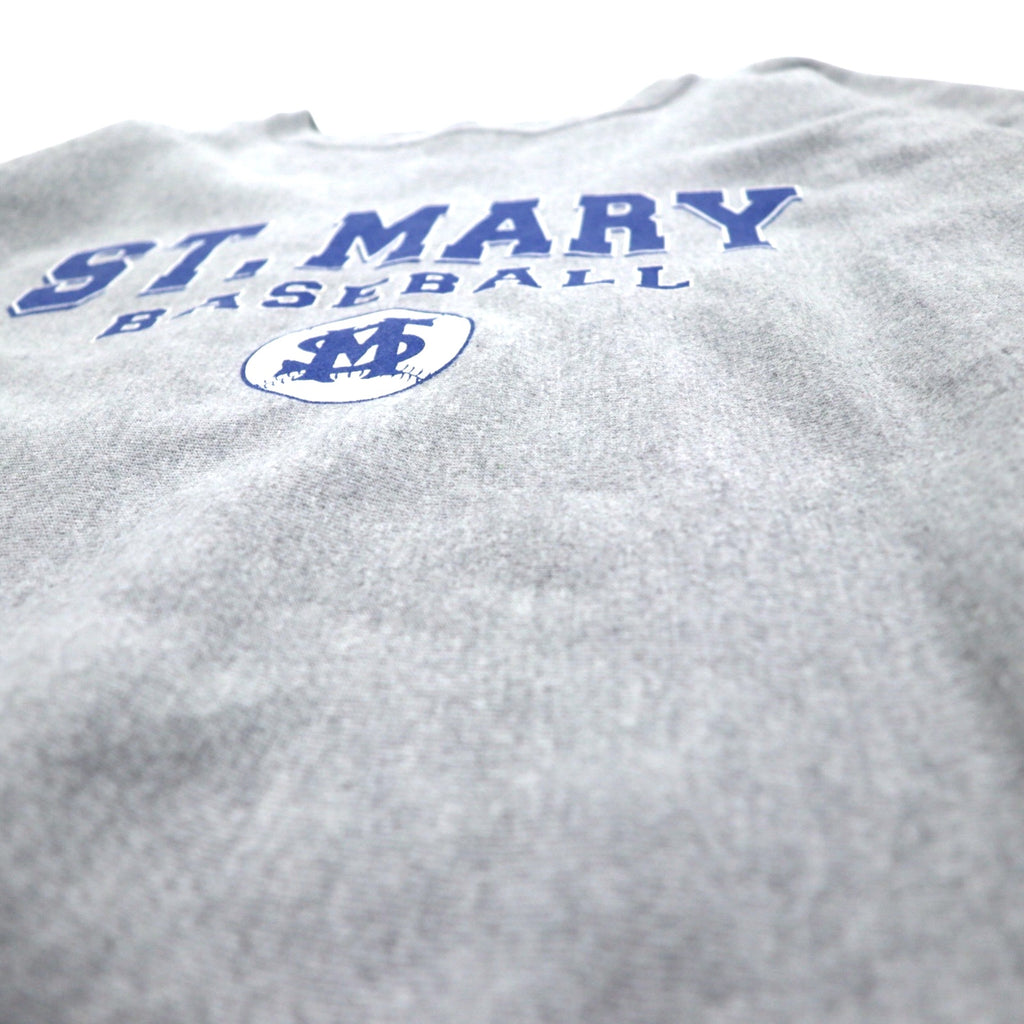 Champion Premium Reverse Weave Sweatshirt L Gray Fleece-lined College Print ST. MARY BASEBALL 3-tier Print Arch Logo Made in El Salvador
