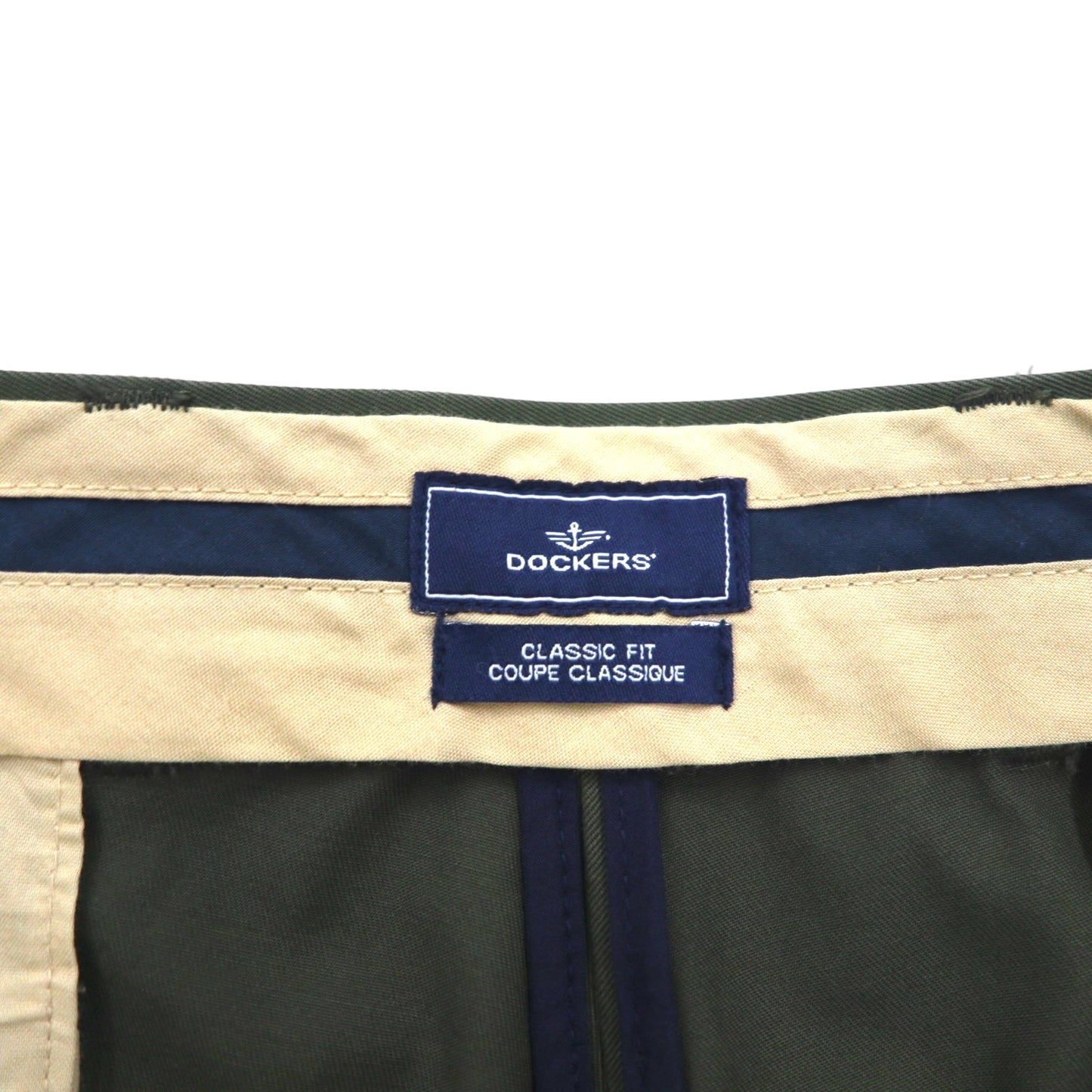 DOCKERS ( Levi's ) クラシックフィット 2タック ワイド スラックスパンツ L カーキ コットン