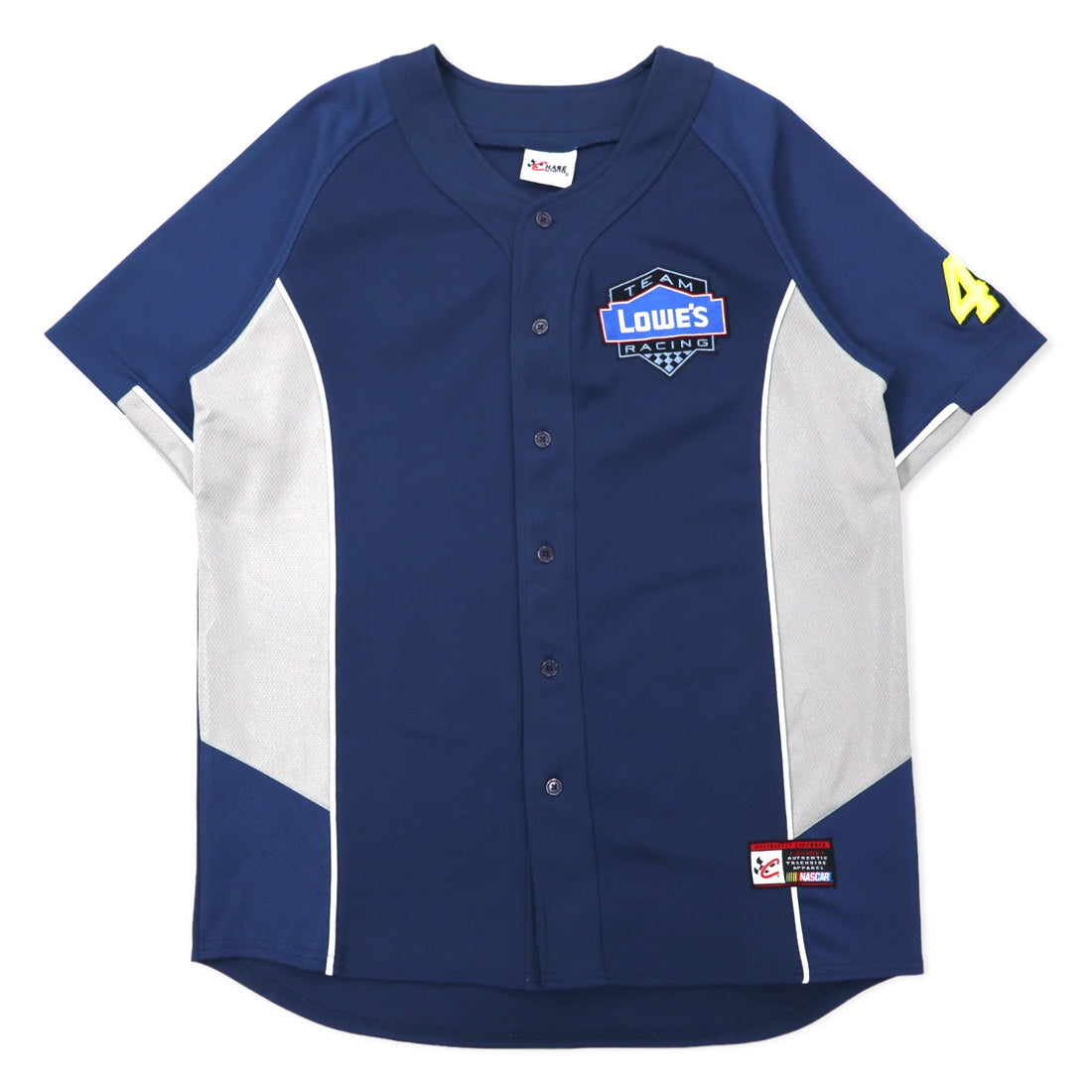 日本然リトテ-古着オンライン-CHASE AUTHENTICS ベースボールシャツ L ネイビー ポリエステル LOWE'S レーシング JIMMIE JOHNSON ビッグサイズ-CHASE AUTHENTICS Baseball Shirt L Navy Polyester LOWE'S Racing JIMMIE JOHNSON Big Size