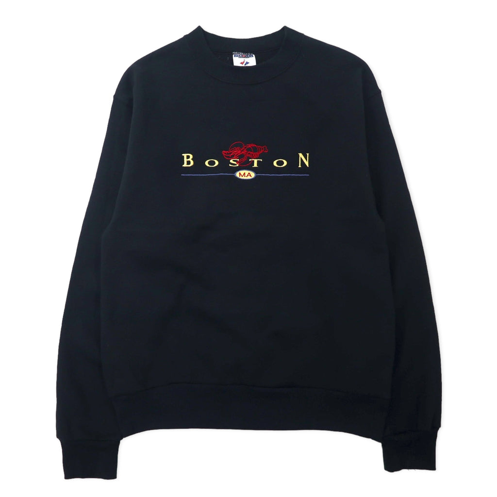 日本然リトテ-古着オンライン-JERZEES 90年代 カレッジ刺繍 スウェット S ブラック コットン 裏起毛 BOSTON メキシコ製-Jerzees 90s College embroidery Sweatshirt S Black Cotton Brushed Lining Boston Mexico Made
