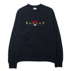 日本然リトテ-古着オンライン-JERZEES 90年代 カレッジ刺繍 スウェット S ブラック コットン 裏起毛 BOSTON メキシコ製-Jerzees 90s College embroidery Sweatshirt S Black Cotton Brushed Lining Boston Mexico Made
