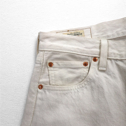 Levi's PREMIUM Big E 501 White Denim Pants, Medium, Natural Color, Button Fly, 00501-3279