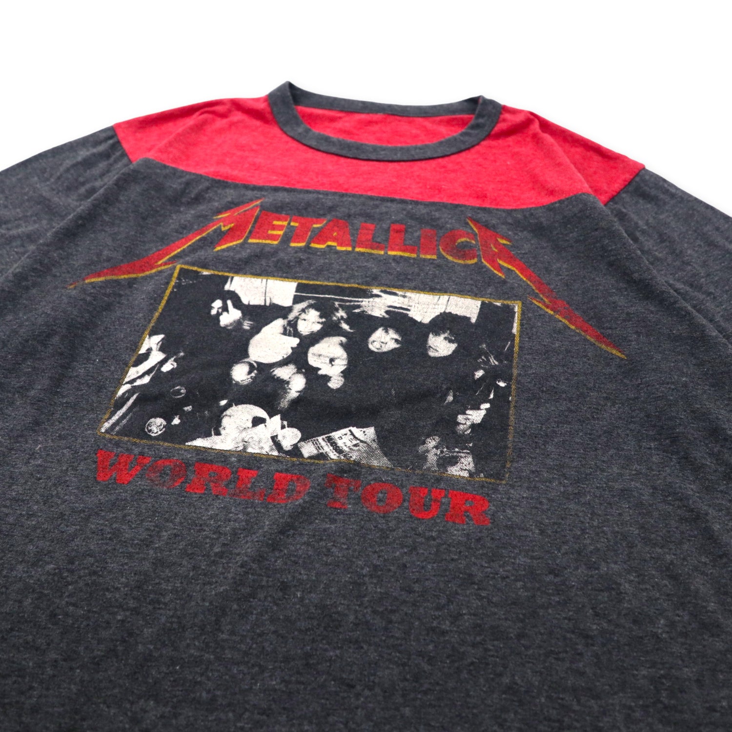 Metallica Metallica Ringer Band T-SHIRT L Gray Red Cotton WORLD