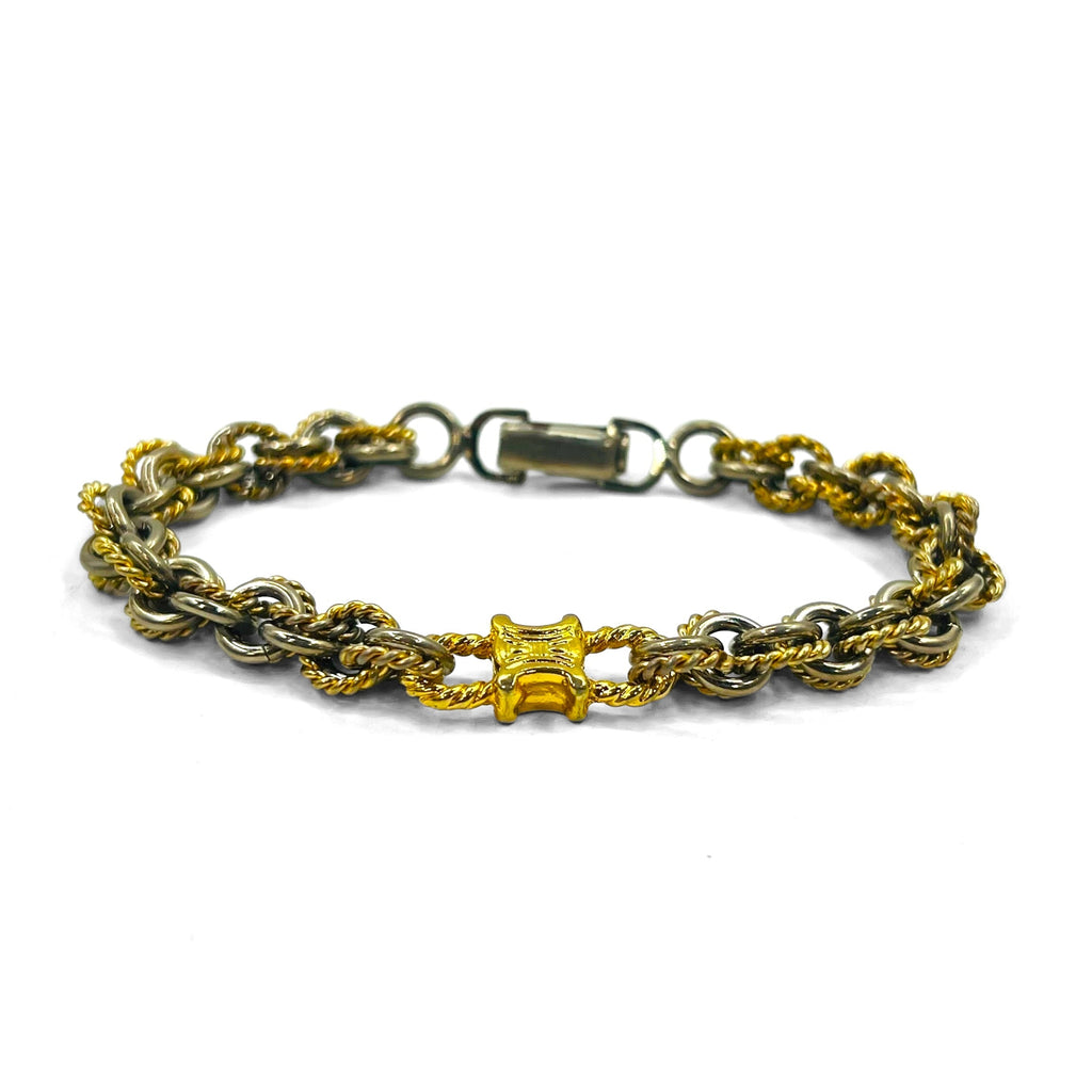 CELINE Vintage Combi Chain Bracelet Gold Silver Triomphe