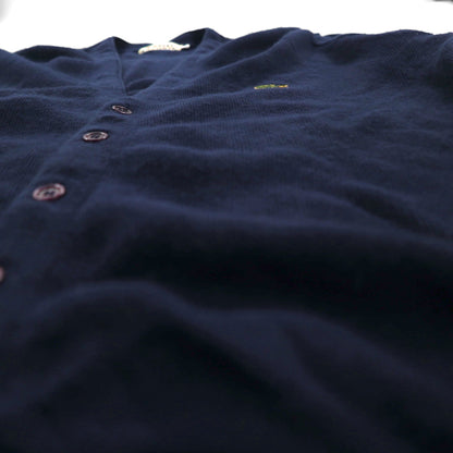 IZOD LACOSTE 70年代 糸巻きタグ アクリルニット カーディガン L ネイビー ワンポイントロゴ