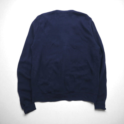 IZOD LACOSTE 70年代 糸巻きタグ アクリルニット カーディガン L ネイビー ワンポイントロゴ
