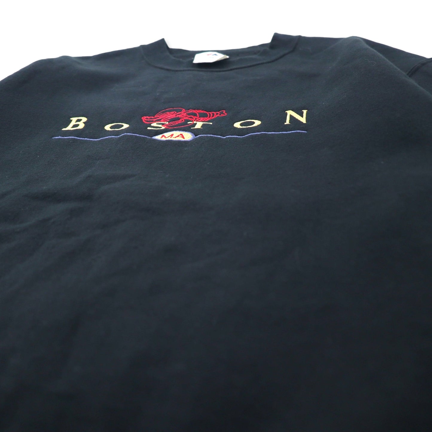 JERZEES 90年代 カレッジ刺繍 スウェット S ブラック コットン 裏起毛 BOSTON メキシコ製