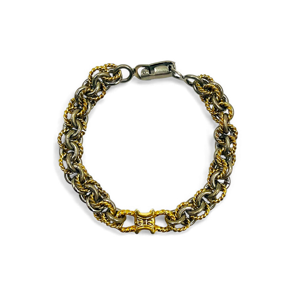 CELINE Vintage Combi Chain Bracelet Gold Silver Triomphe