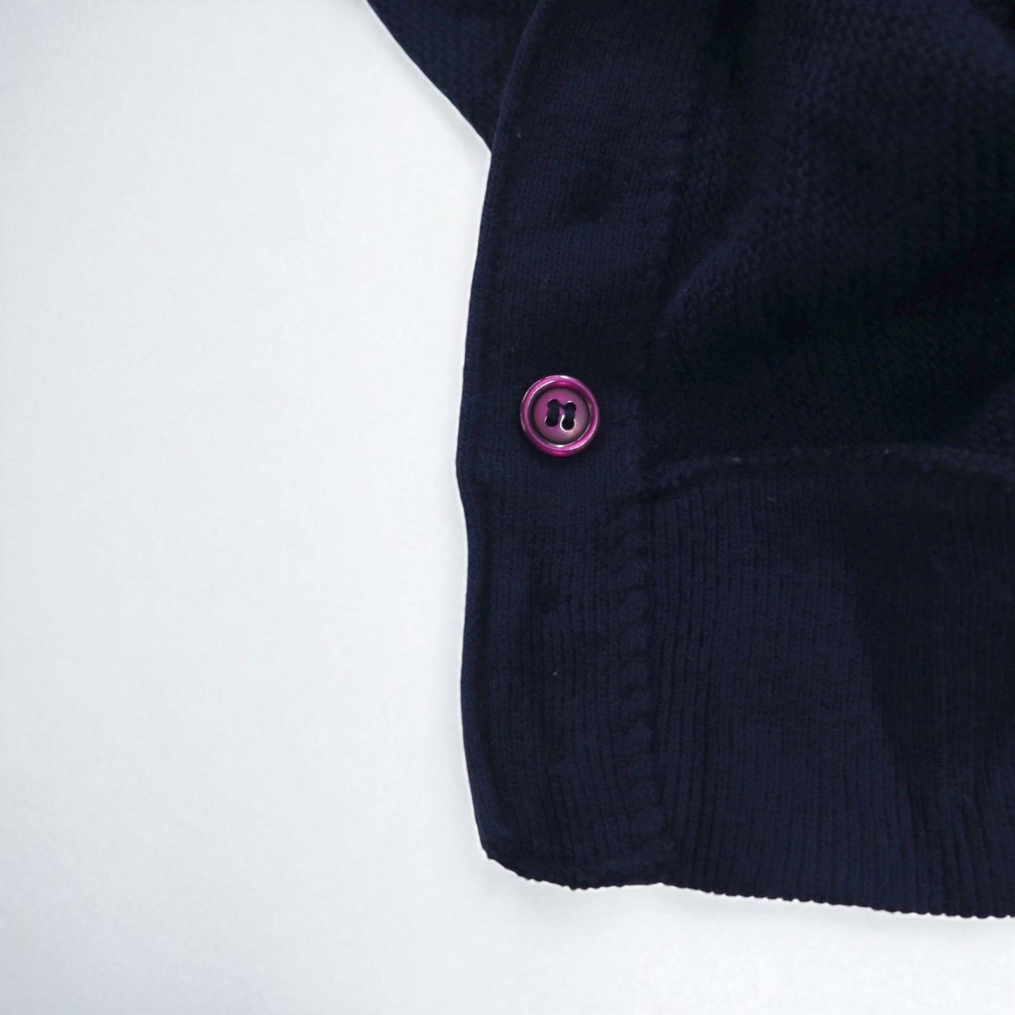 IZOD LACOSTE 70年代 糸巻きタグ アクリルニット カーディガン L ネイビー ワンポイントロゴ