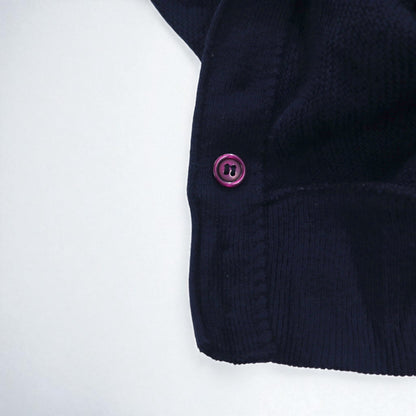 IZOD LACOSTE 70年代 糸巻きタグ アクリルニット カーディガン L ネイビー ワンポイントロゴ