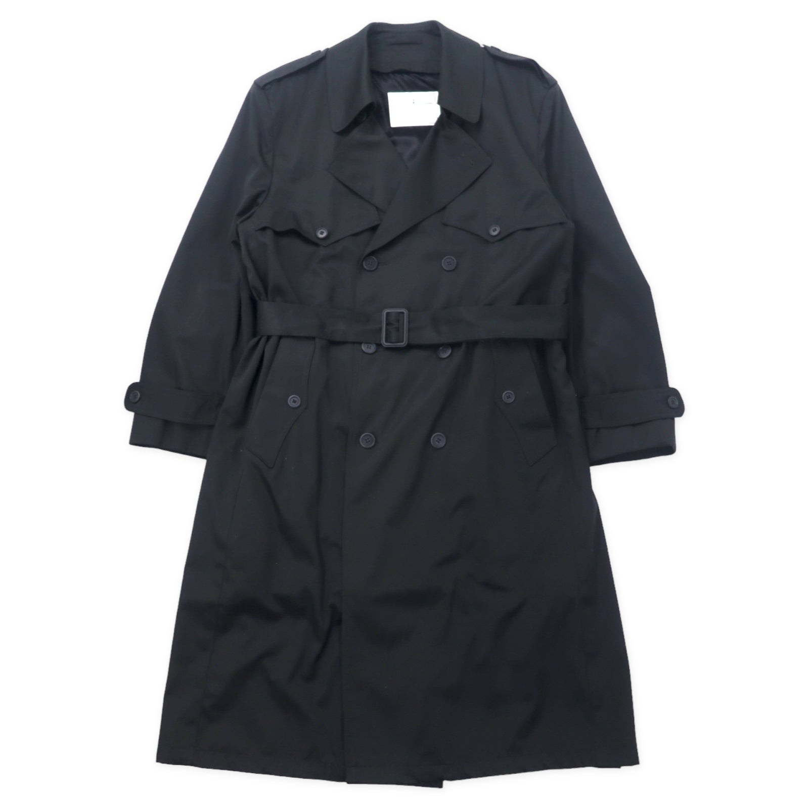 日本然リトテ-古着オンライン-TOWNE BY LONDON FOG 90年代 トレンチコート 42 ブラック ポリエステル コットン ボアライナー着脱式 スリランカ製-TOWNE BY LONDON FOG 90s COAT 42 Black polyester cotton Boa liner Detachable Sri Lanka MADE