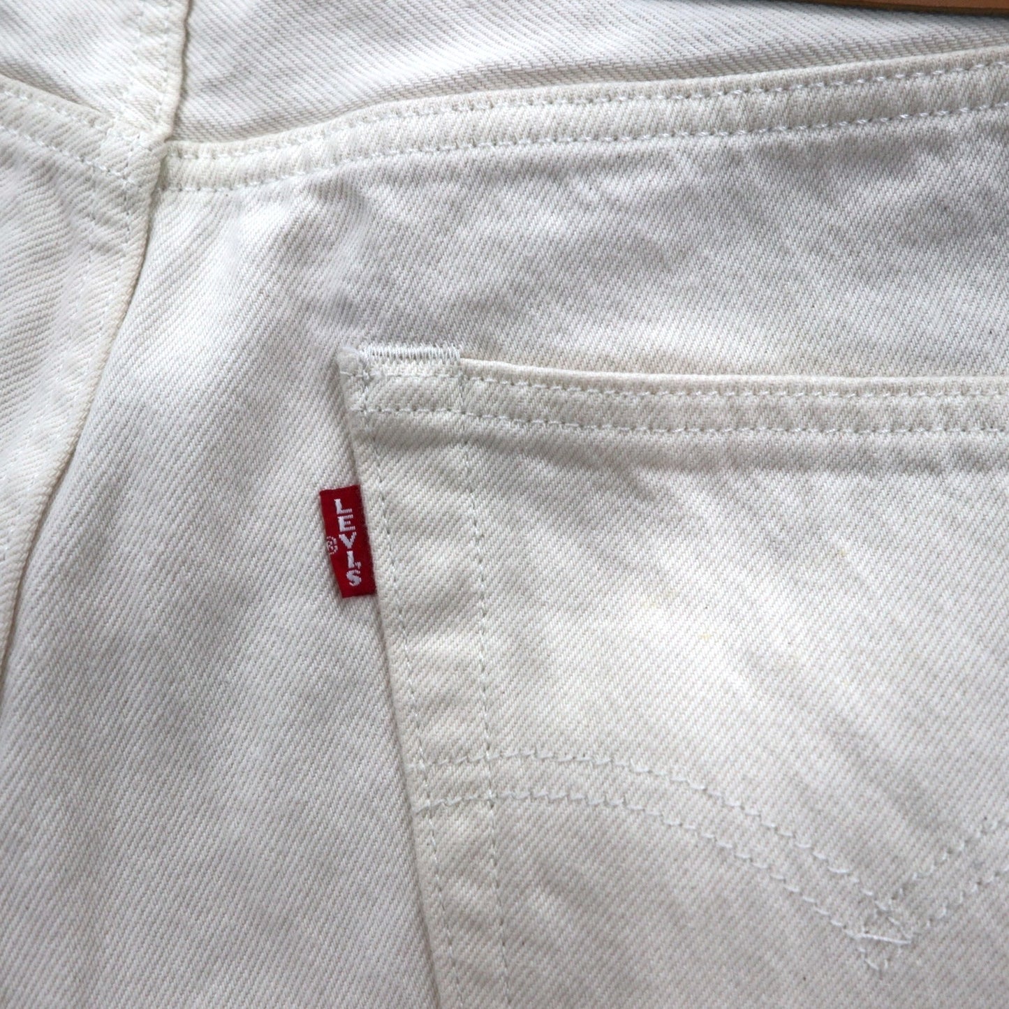 Levi's PREMIUM Big E 501 White Denim Pants, Medium, Natural Color, Button Fly, 00501-3279