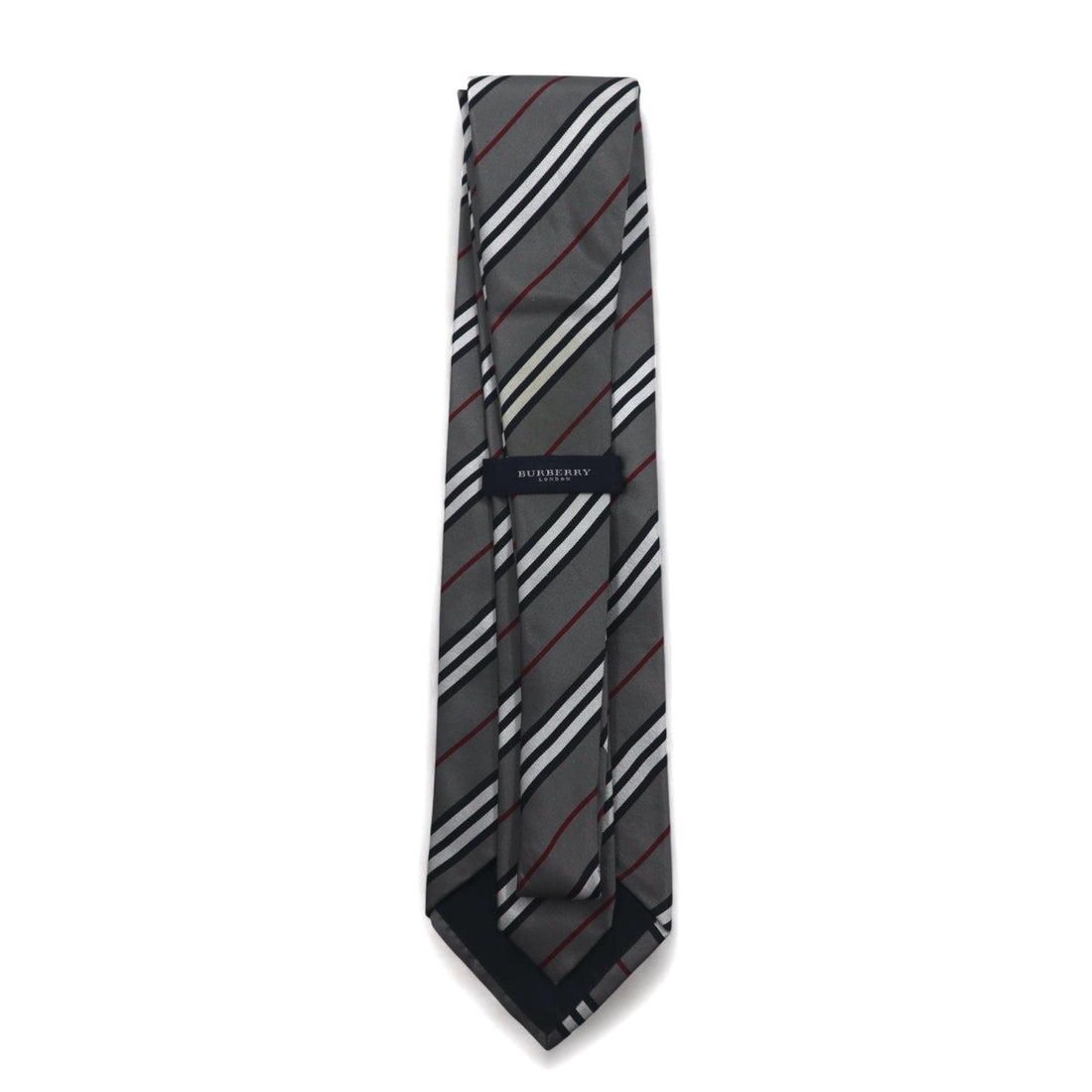 BURBERRY Made in Italy Tie Grey Regimental Stripe Silk