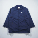 NIKE 90年代 銀タグ コーチジャケット L ネイビー ナイロン ロング丈 スナップボタン