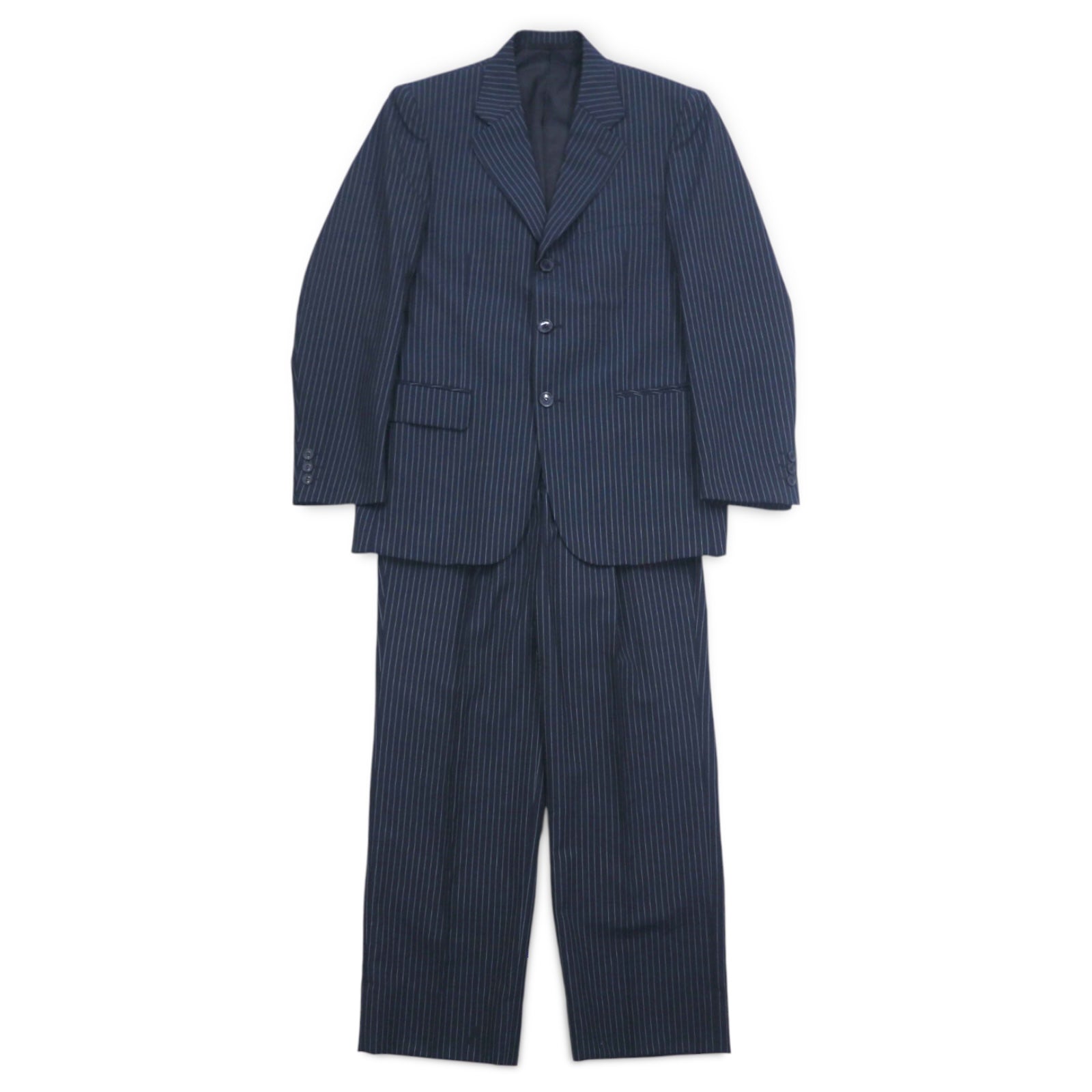 IASON TOKYO (SADA) 3B Suit Set Up L Navy Stripe Wool Center Press