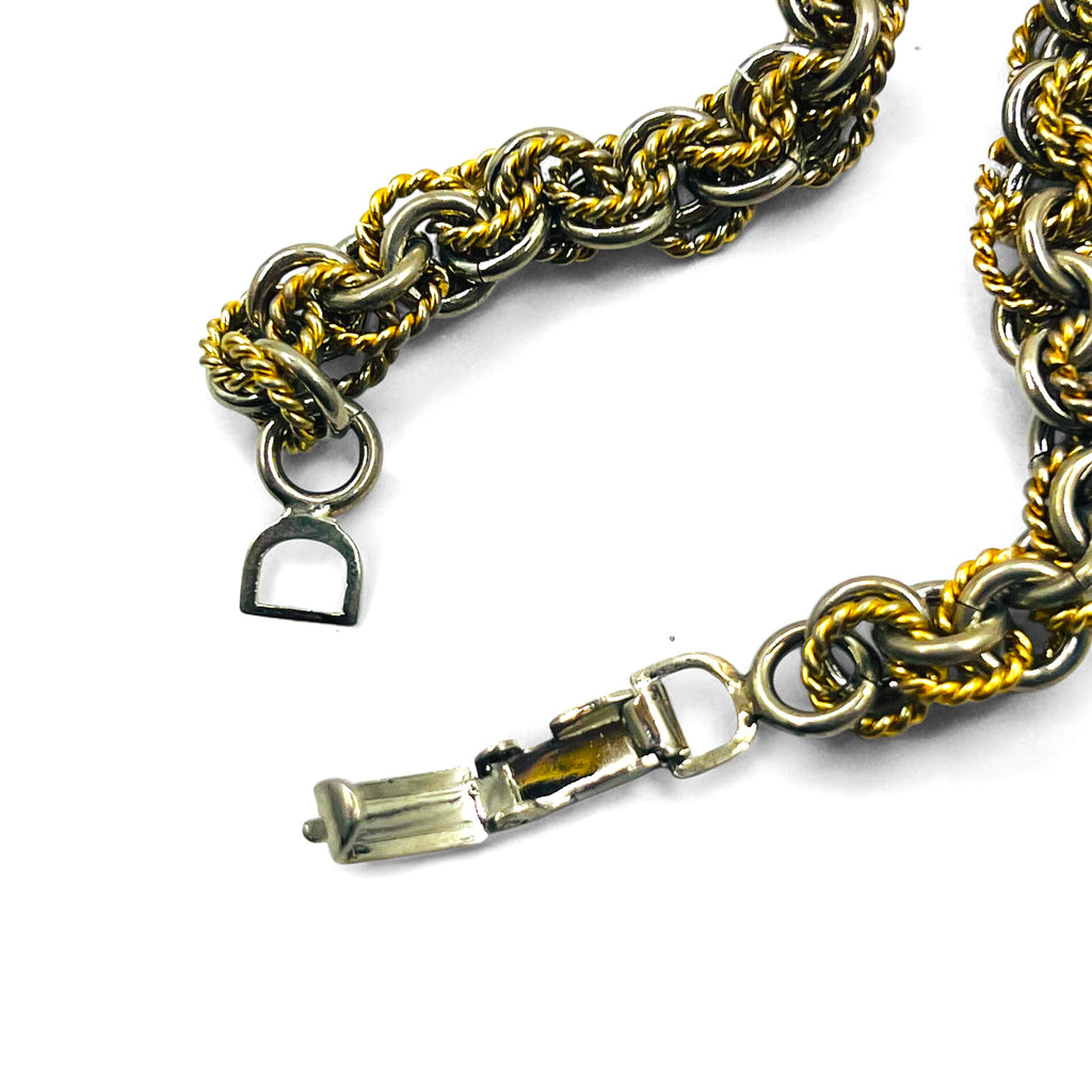 CELINE Vintage Combi Chain Bracelet Gold Silver Triomphe